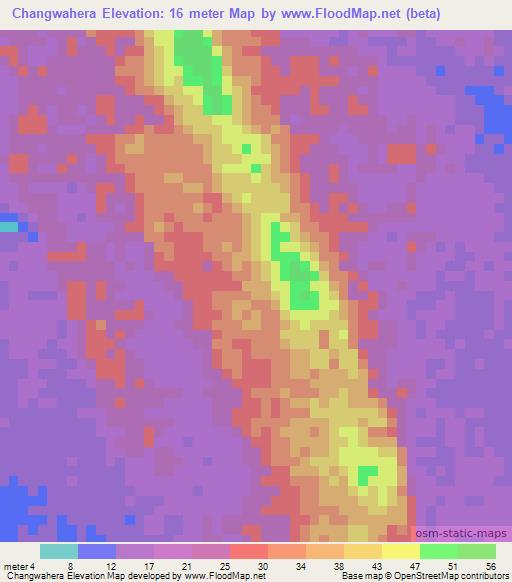 Changwahera,Tanzania Elevation Map