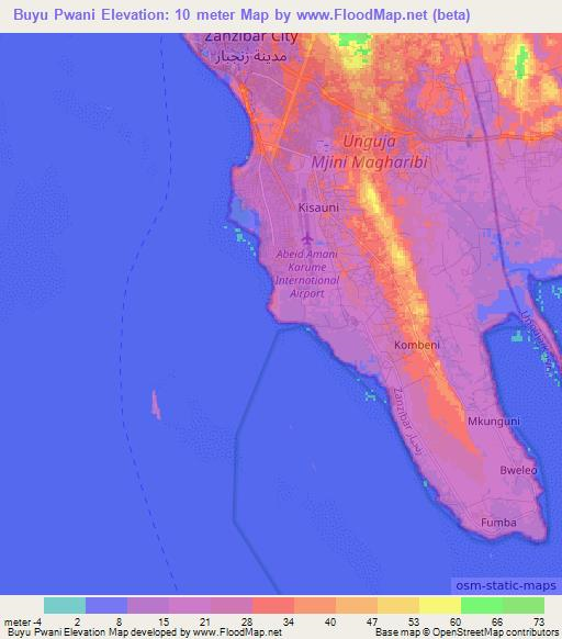 Buyu Pwani,Tanzania Elevation Map