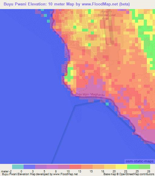 Buyu Pwani,Tanzania Elevation Map