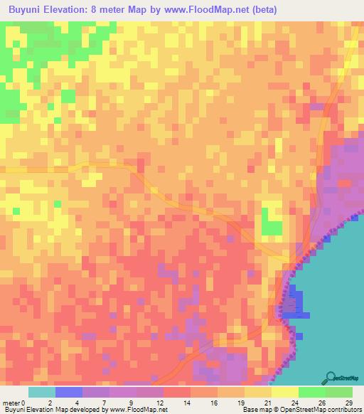 Buyuni,Tanzania Elevation Map