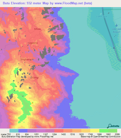 Butu,Tanzania Elevation Map