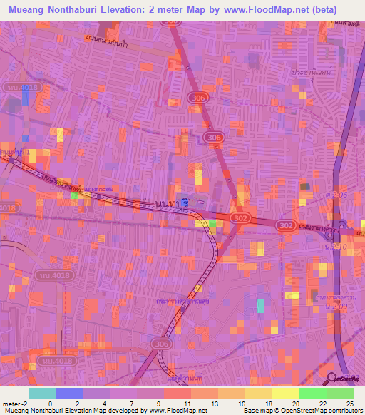 Mueang Nonthaburi,Thailand Elevation Map