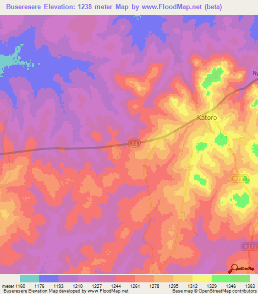 Buseresere,Tanzania Elevation Map