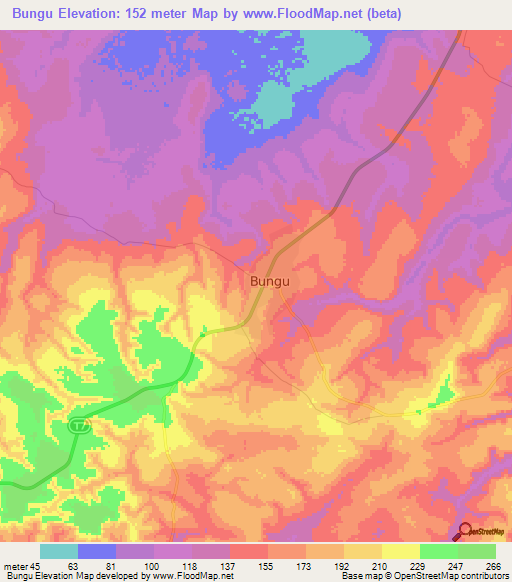 Bungu,Tanzania Elevation Map