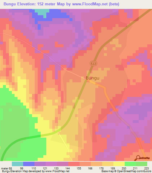 Bungu,Tanzania Elevation Map