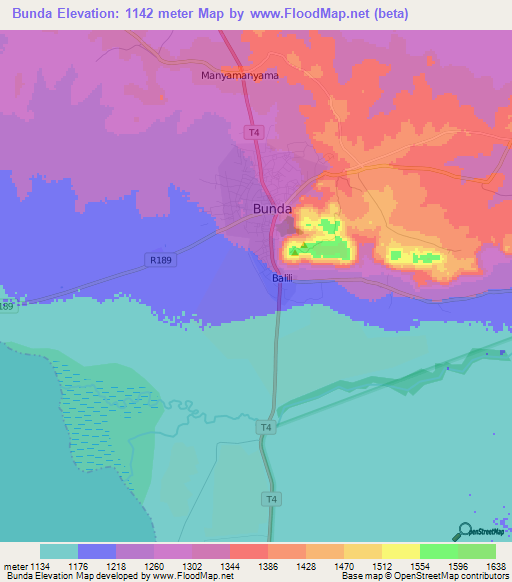 Bunda,Tanzania Elevation Map