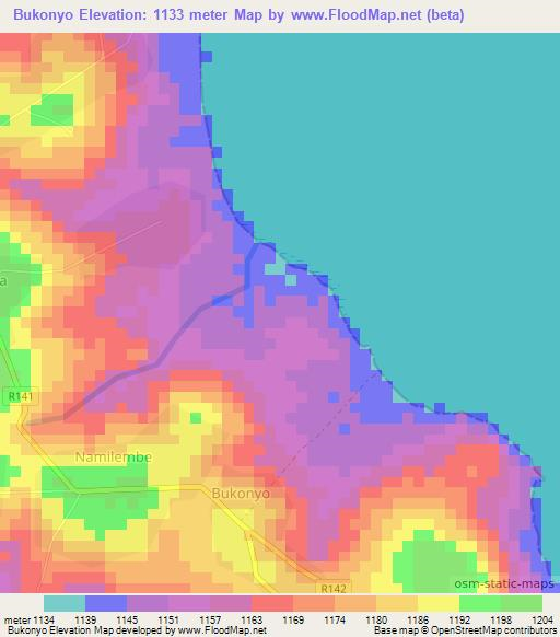 Bukonyo,Tanzania Elevation Map