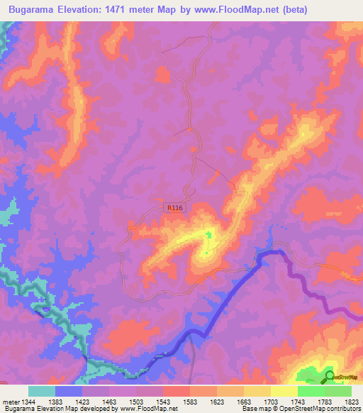 Bugarama,Tanzania Elevation Map