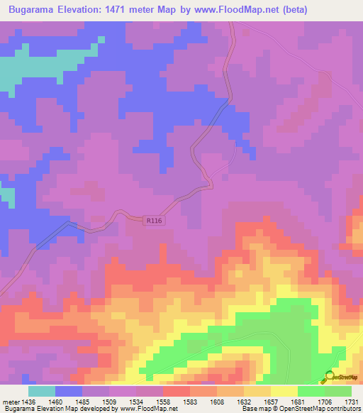 Bugarama,Tanzania Elevation Map