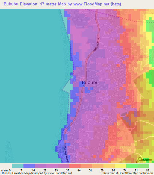 Bububu,Tanzania Elevation Map