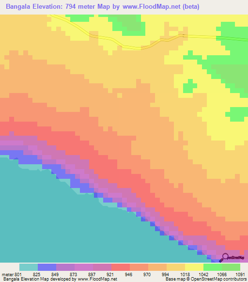 Bangala,Tanzania Elevation Map