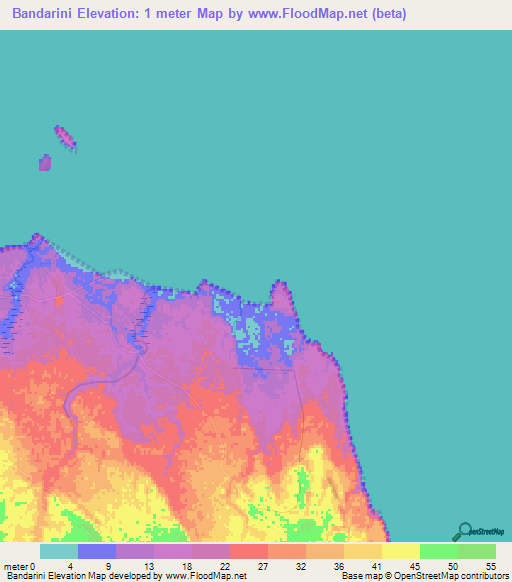 Bandarini,Tanzania Elevation Map