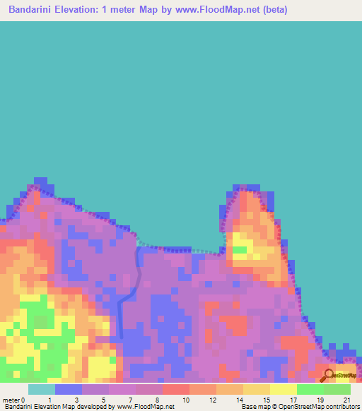 Bandarini,Tanzania Elevation Map