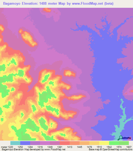 Bagamoyo,Tanzania Elevation Map