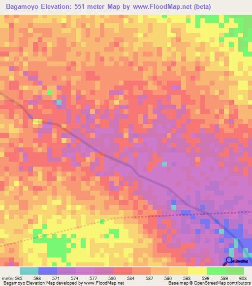 Bagamoyo,Tanzania Elevation Map