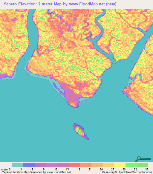 Yapero,Indonesia Elevation Map