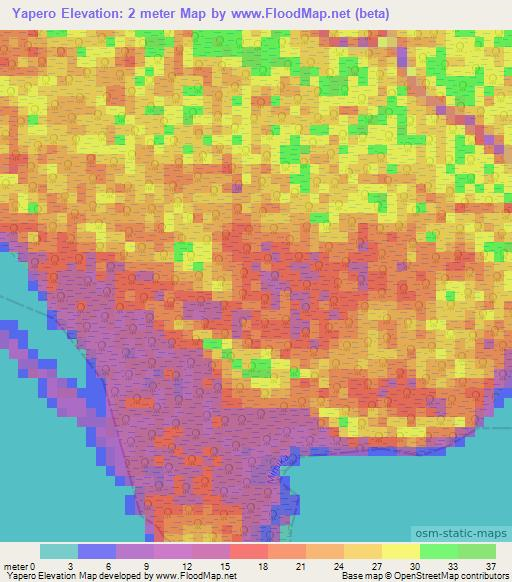 Yapero,Indonesia Elevation Map