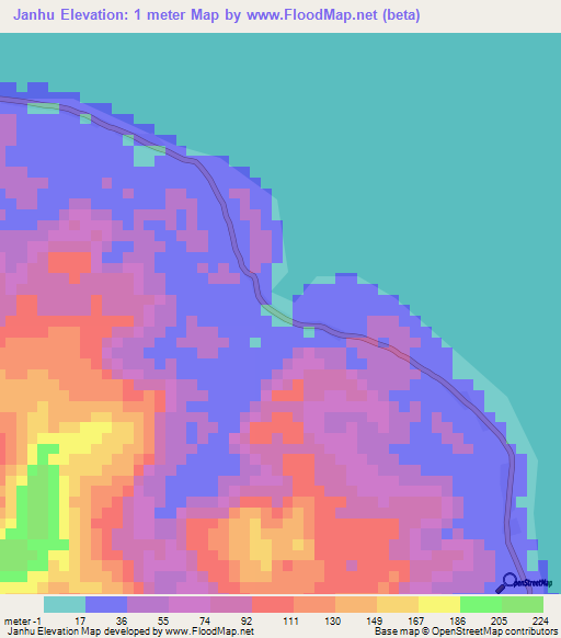 Janhu,Indonesia Elevation Map