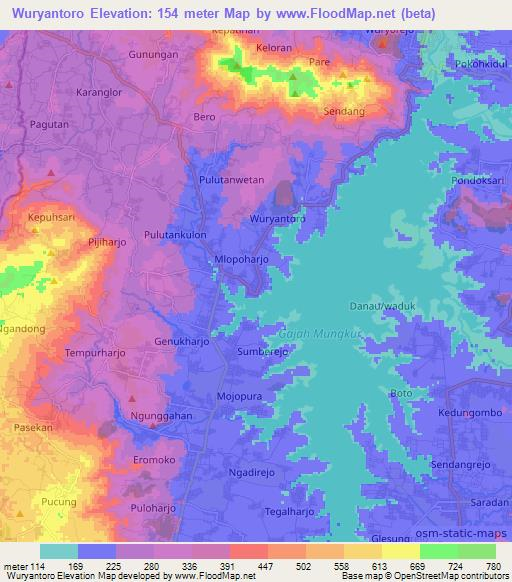 Wuryantoro,Indonesia Elevation Map