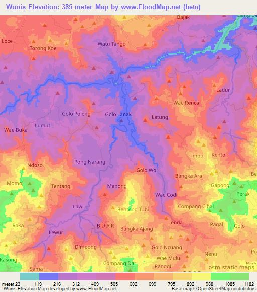 Wunis,Indonesia Elevation Map