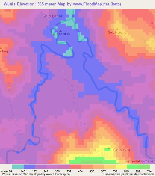 Wunis,Indonesia Elevation Map