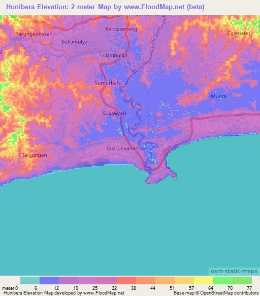 Hunibera,Indonesia Elevation Map