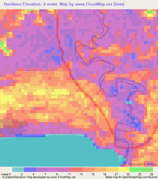 Hunibera,Indonesia Elevation Map