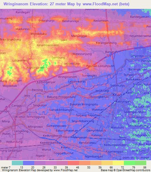 Wringinanom,Indonesia Elevation Map