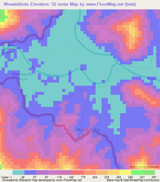 Wowalalindu,Indonesia Elevation Map