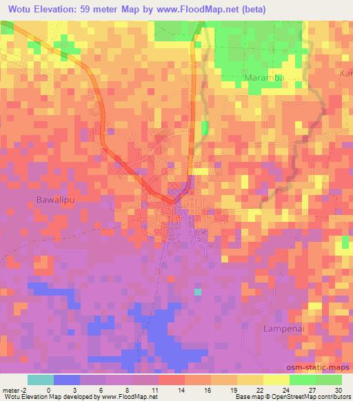 Wotu,Indonesia Elevation Map