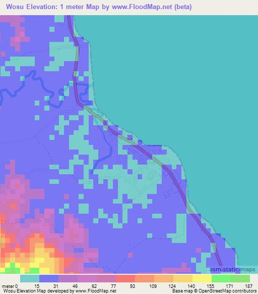 Wosu,Indonesia Elevation Map