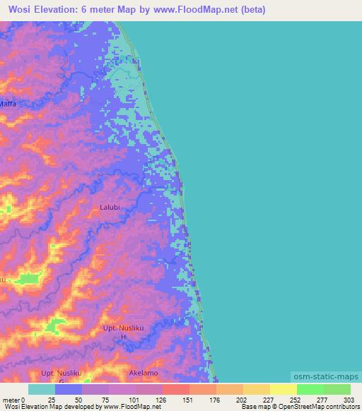 Wosi,Indonesia Elevation Map