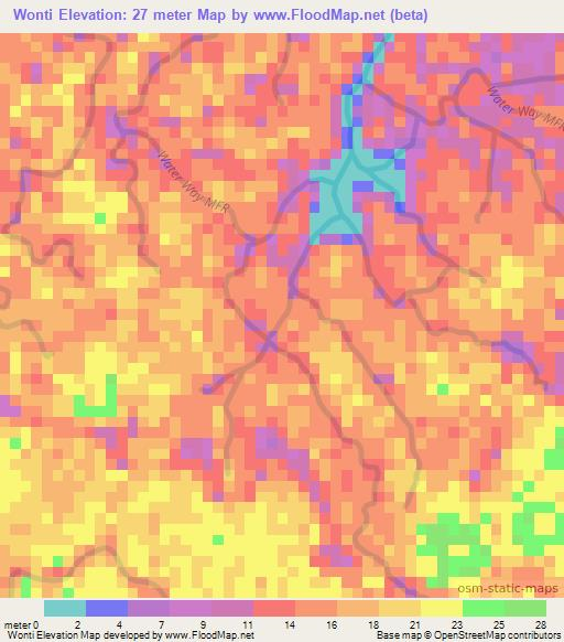 Wonti,Indonesia Elevation Map