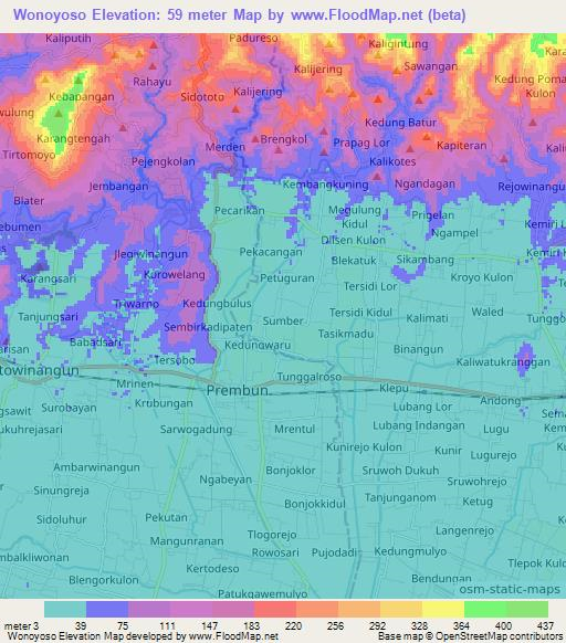 Wonoyoso,Indonesia Elevation Map