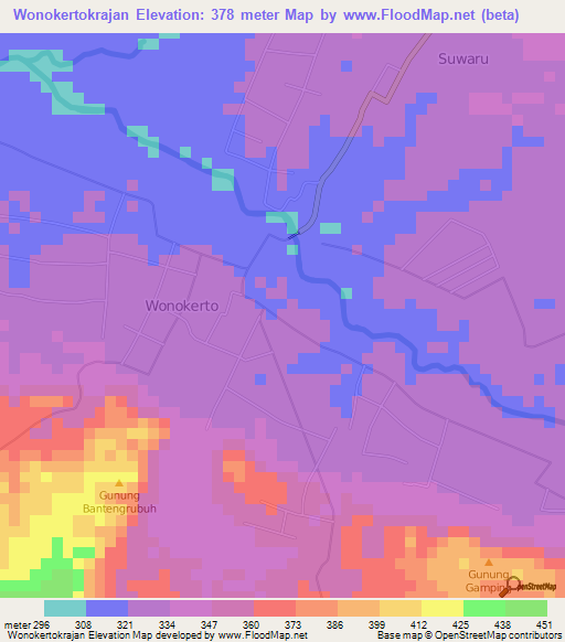 Wonokertokrajan,Indonesia Elevation Map