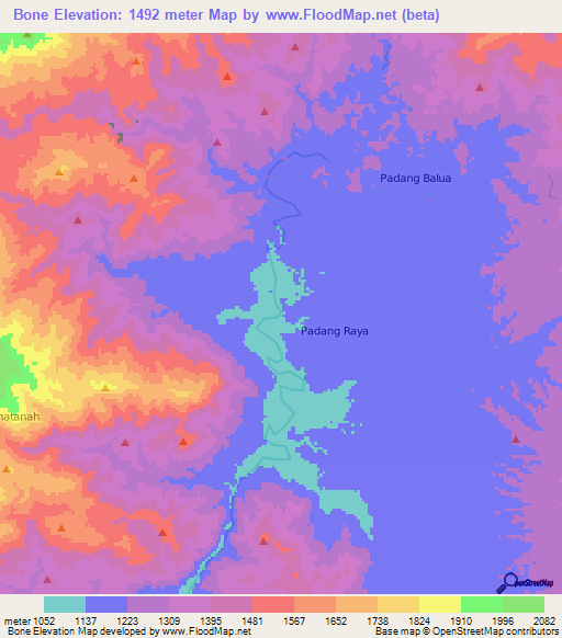 Bone,Indonesia Elevation Map