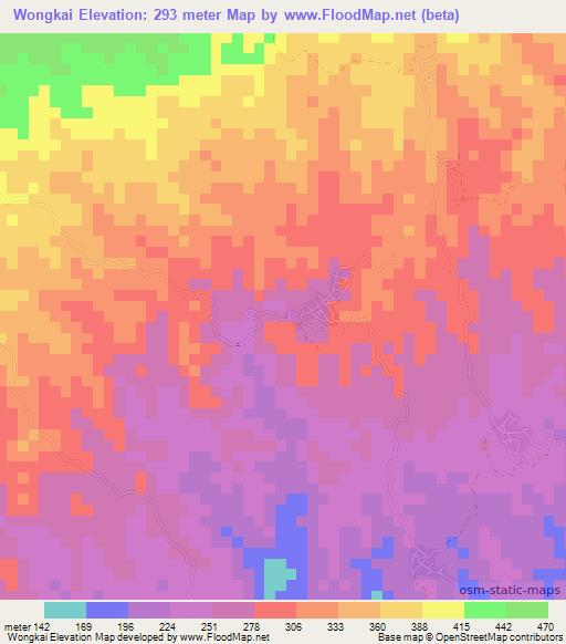 Wongkai,Indonesia Elevation Map