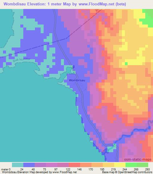Wombdisau,Indonesia Elevation Map