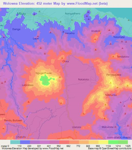 Wolowea,Indonesia Elevation Map