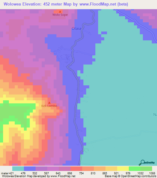 Wolowea,Indonesia Elevation Map