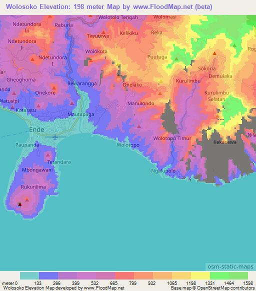 Wolosoko,Indonesia Elevation Map