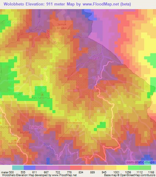 Wolobheto,Indonesia Elevation Map