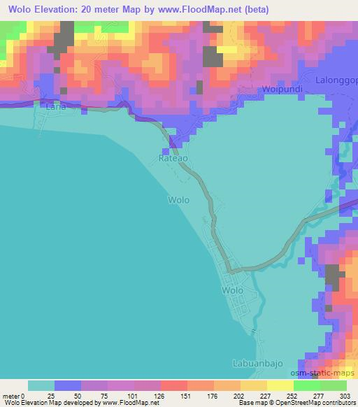 Wolo,Indonesia Elevation Map