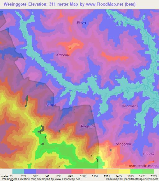 Wesinggote,Indonesia Elevation Map