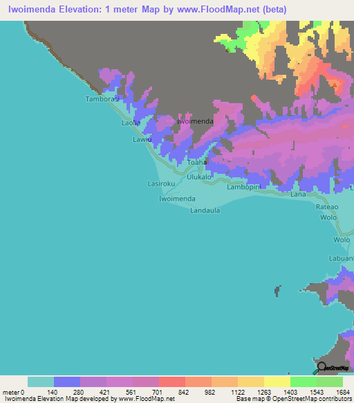 Iwoimenda,Indonesia Elevation Map