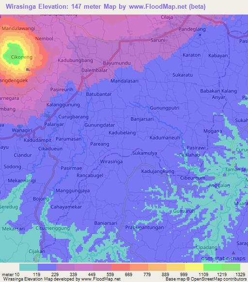 Wirasinga,Indonesia Elevation Map