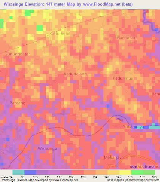 Wirasinga,Indonesia Elevation Map