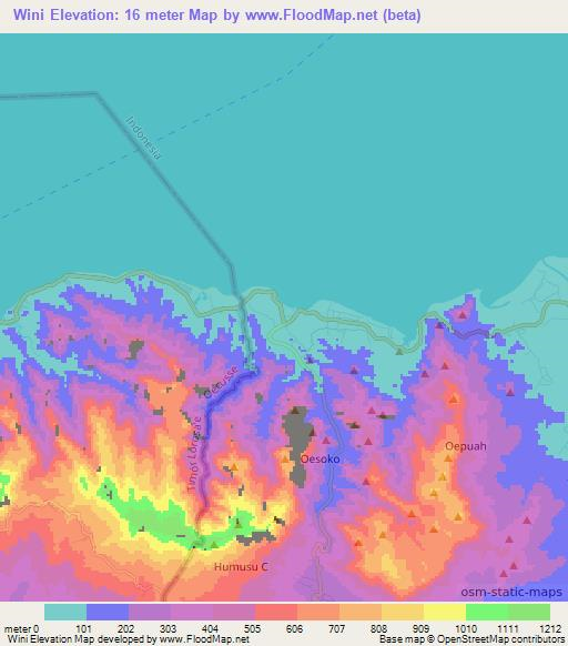 Wini,Indonesia Elevation Map