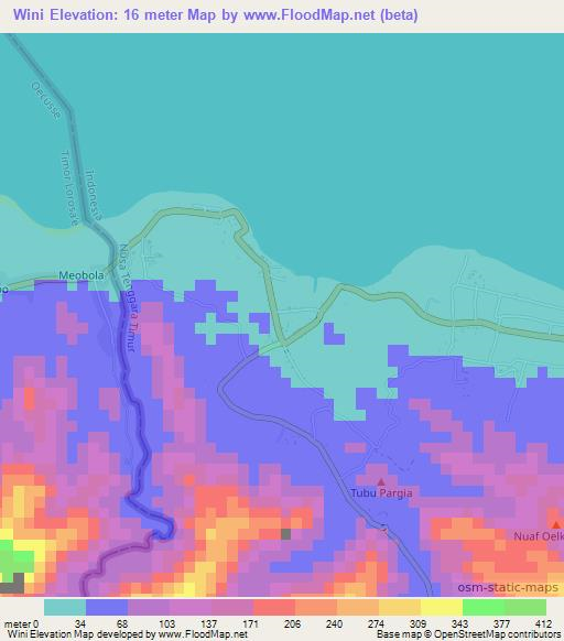 Wini,Indonesia Elevation Map