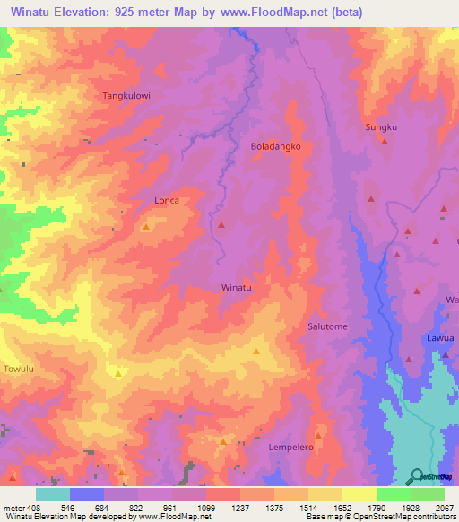 Winatu,Indonesia Elevation Map